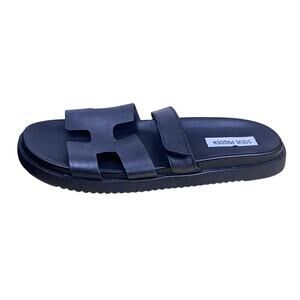 Steve Madden Mayven Women’s Black Leather Slide Sandals Size 10 NWOT